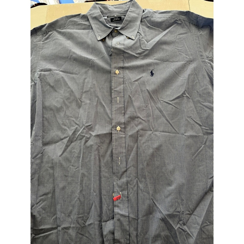 Polo Ralph Lauren Blake Mens XL Blue White Check Short Sleeve Button Down Shirt‎